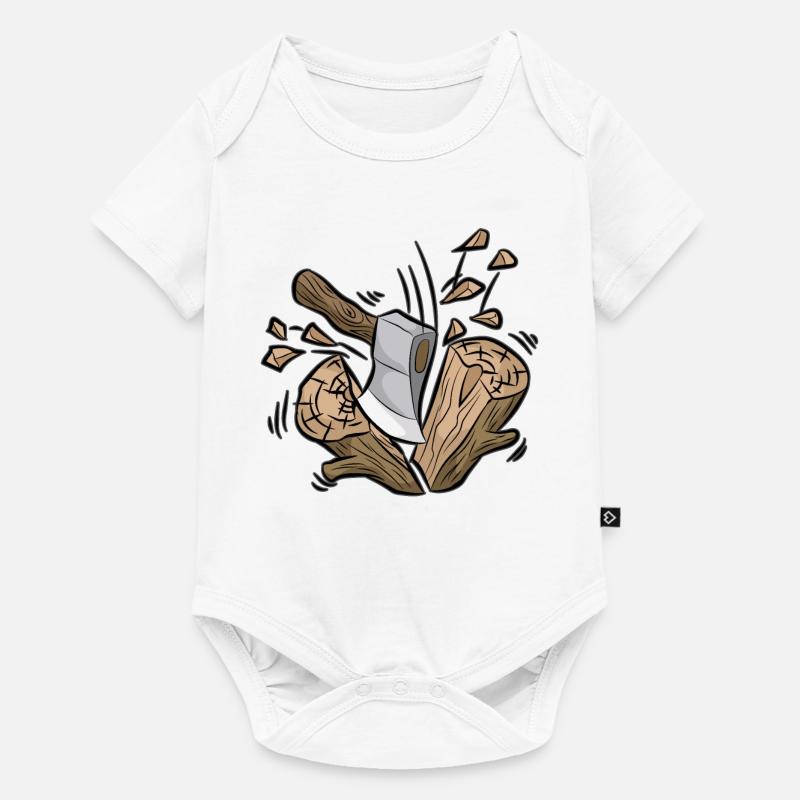Bûcheron hache et bois forestier forestier forêt - Body à manches courtes Premium Bébé - blanc