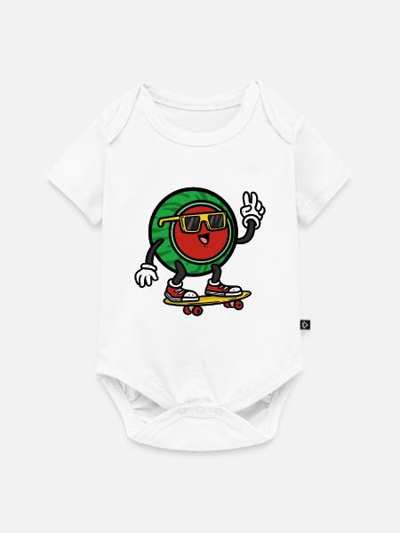 Skateboarder Watermelon , Wassermelone - Baby Premium Kurzarmbody - Weiß