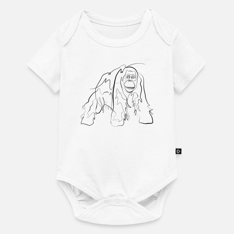 Singe Orang Outan - one line drawing - Body à manches courtes Premium Bébé - blanc