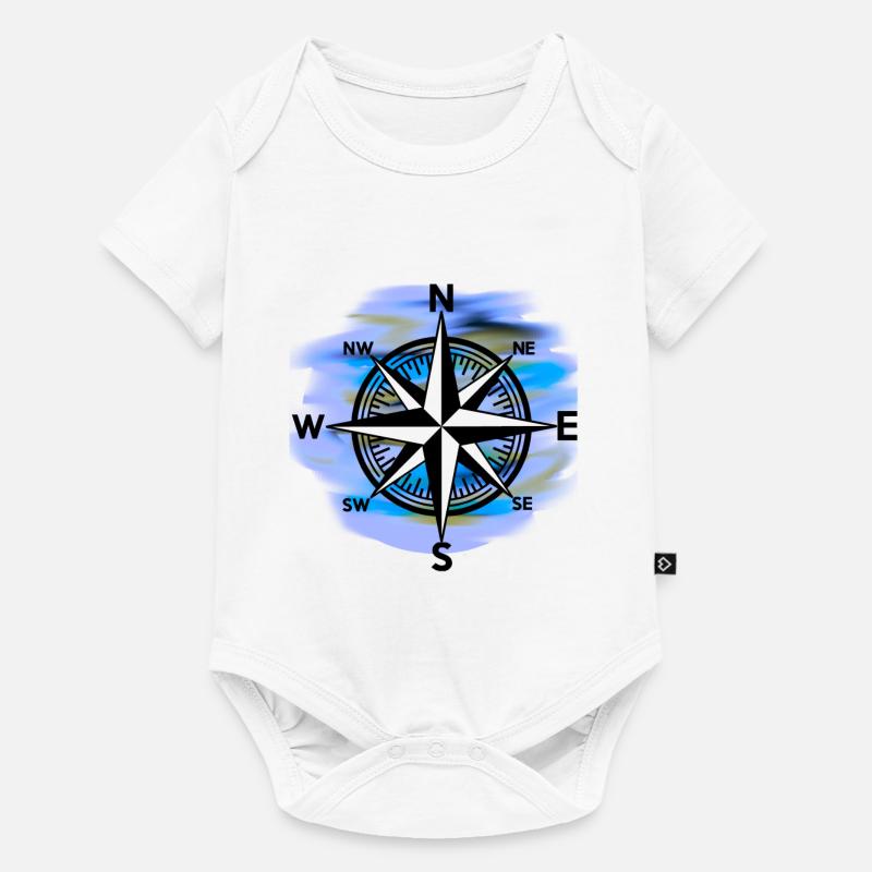 Windrose Kompass maritim Seefahrt - Baby Premium Kurzarmbody - Weiß