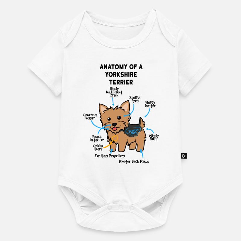 Anatomie d’un terrier du Yorkshire - Body à manches courtes Premium Bébé - blanc