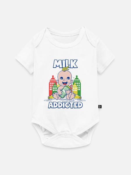 Baby Body mit Milchsüchtig Design Milch süchtig - Baby Premium Kurzarmbody - Weiß