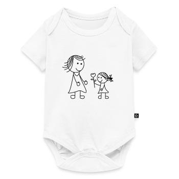Maman MamanMa mère Fleur Fille Enfant Merci - Body à manches courtes Premium Bébé - blanc - Devant