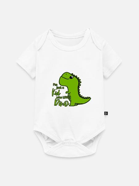 Dino - Baby Premium Kurzarmbody - Weiß