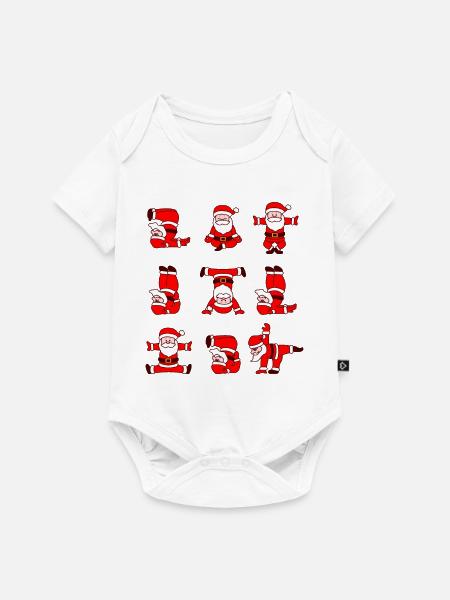 Yoga Weihnachstmann Xmas - Baby Premium Kurzarmbody - Weiß