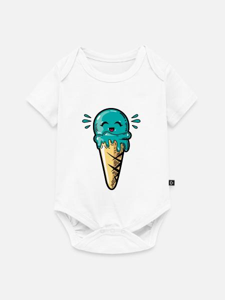 Kawaii Eis Eiskugel - Baby Premium Kurzarmbody - Weiß