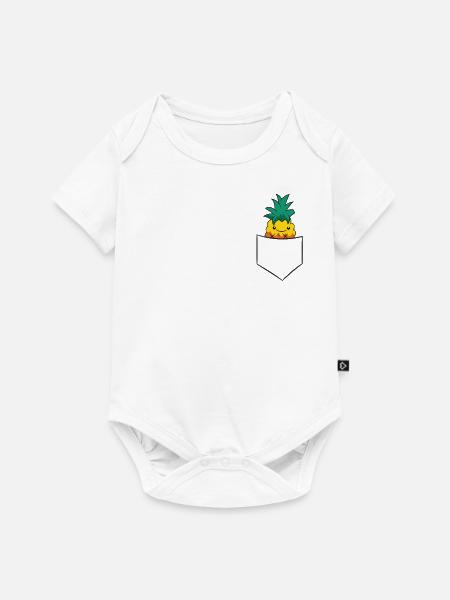Ananas In Tasche Süße Taschen Ananas - Baby Premium Kurzarmbody - Weiß