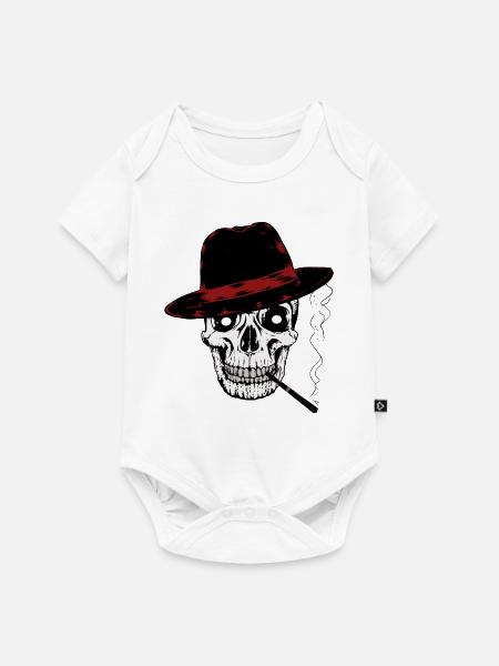 Mafia Gangster Italien Chef Totenkopf Killer Tod - Baby Premium Kurzarmbody - Weiß