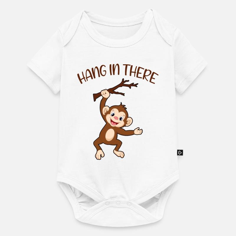 Accrochez-vous Monkey Climbing Motivation Drôle - Body à manches courtes Premium Bébé - blanc
