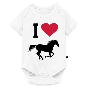 J'aime cheval chevaux monter cavalier coeur équestre - Body à manches courtes Premium Bébé - blanc - Devant