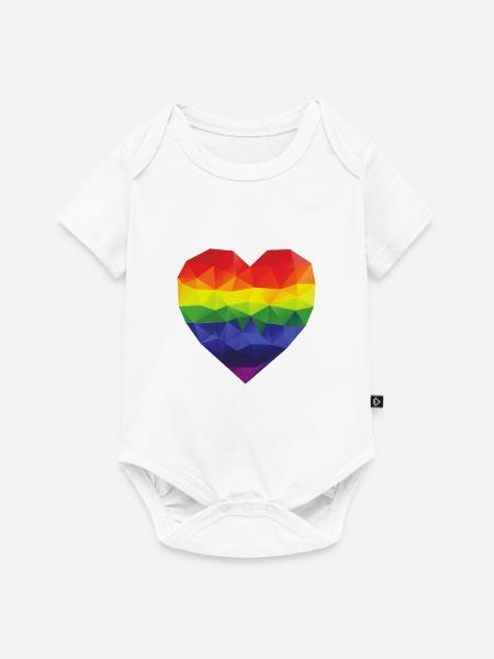 regenbogen herz - Baby Premium Kurzarmbody - Weiß