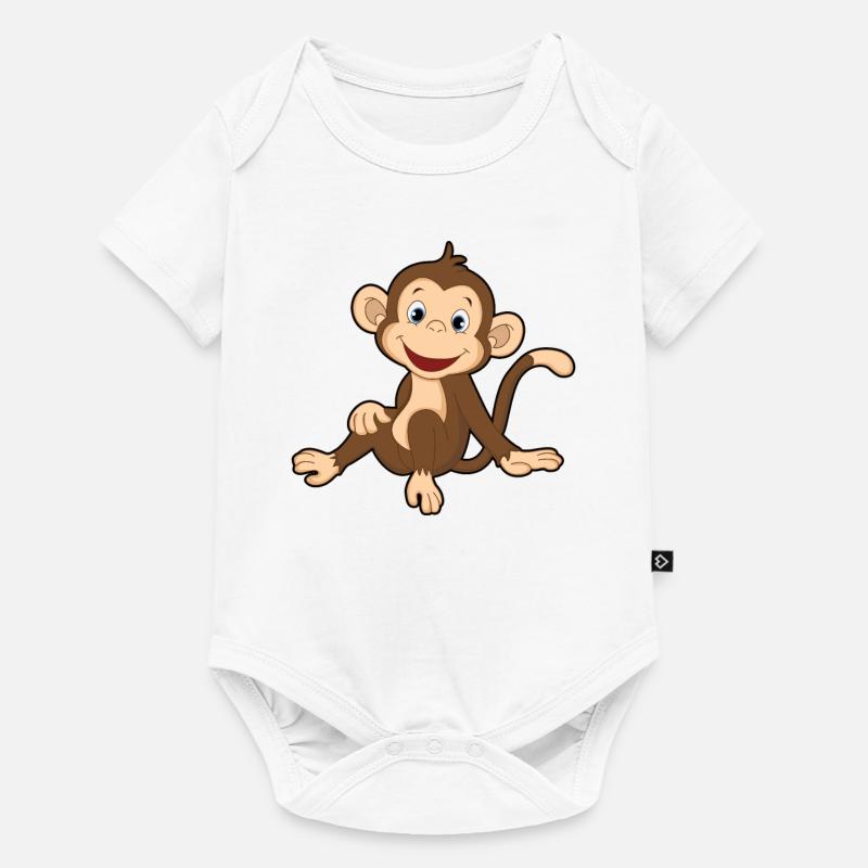 Äffchen Affe Geschenk - Baby Premium Kurzarmbody - Weiß