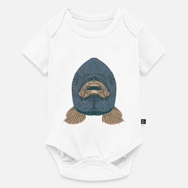 Carpes poisson bouche tête face - Body à manches courtes Premium Bébé - blanc