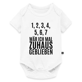 Lustiger Spruch Zahlen Geschenk zuhause Reim dark - Baby Premium Kurzarmbody - Weiß - Vorne
