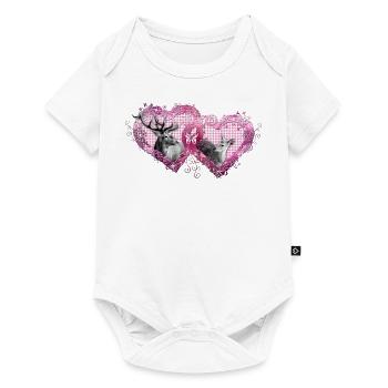 Double heart with stag / / Wiesn / ladies - Baby Premium short-sleeve bodysuit - white - Front