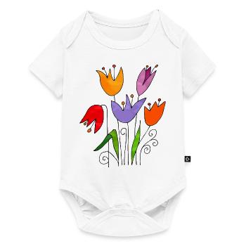 Fleurs - Body à manches courtes Premium Bébé - blanc - Devant