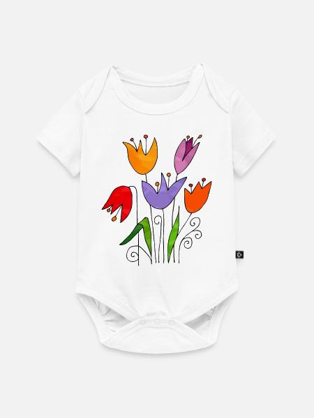 Blumen - Baby Premium Kurzarmbody - Weiß