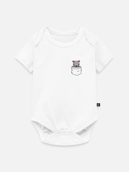 Nilpferd in der Tasche - Baby Premium Kurzarmbody - Weiß