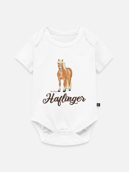 Haflinger mit dunkler Schrift - Baby Premium Kurzarmbody - Weiß