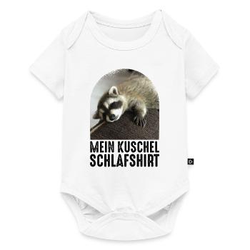Mein kuschel Schlafshirt Affee Waschbär - Baby Premium Kurzarmbody - Weiß - Vorne