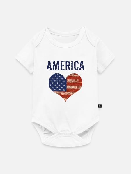 Amerika Herz - Baby Premium Kurzarmbody - Weiß