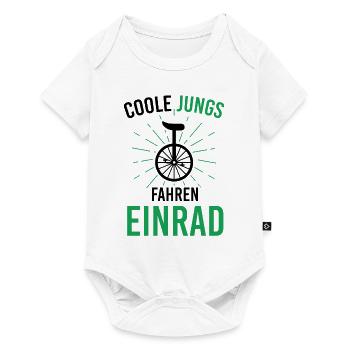 Radsport Coole Jungs Fahren Einrad Unicycle Einrad - Baby Premium Kurzarmbody - Weiß - Vorne