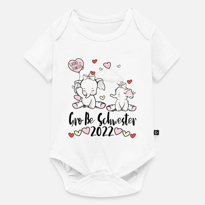 Große Schwester 2022 Elefanten - Baby Premium Kurzarmbody - Weiß