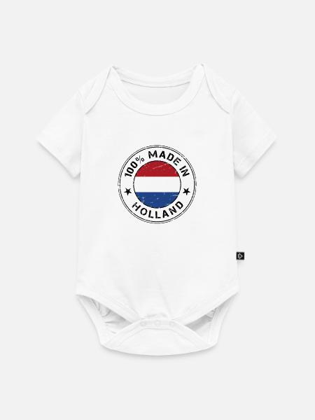 Holland Niederlande Flagge Fahne Stempel - Baby Premium Kurzarmbody - Weiß