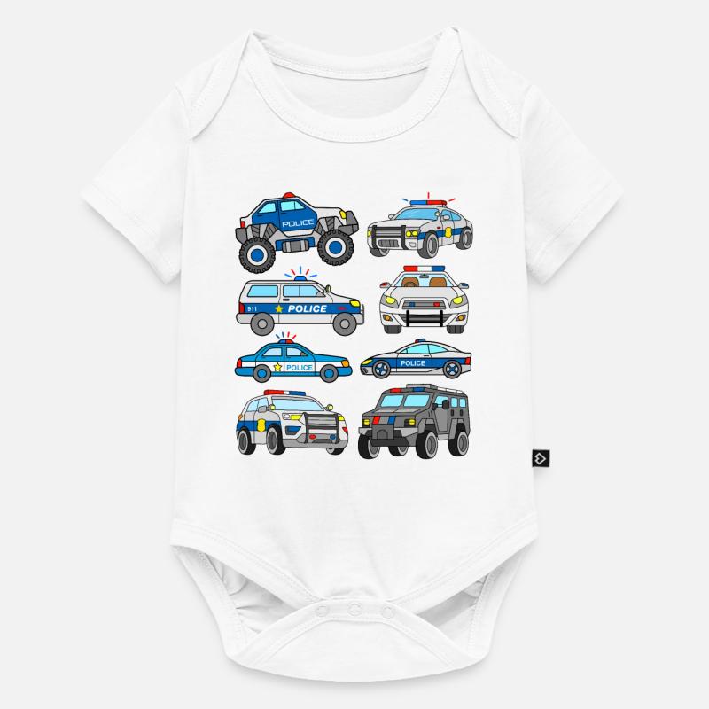 Kinder Polizei Polizeiauto Design - Baby Premium Kurzarmbody - Weiß