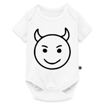 Émoji diable croquis noir - Body à manches courtes Premium Bébé - blanc - Devant