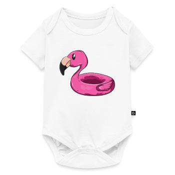 Flamingo Schwimmring - Baby Premium Kurzarmbody - Weiß - Vorne