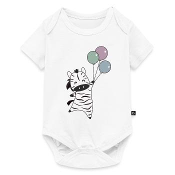 Zebra flies with balloons upwards cute animals - Baby Premium short-sleeve bodysuit - white - Front