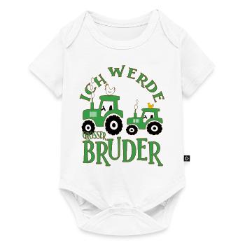 Ich werde großer Bruder Traktor Schwanger Geschenk - Baby Premium Kurzarmbody - Weiß - Vorne