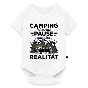 Camping - Baby Premium Kurzarmbody - Weiß - Vorne