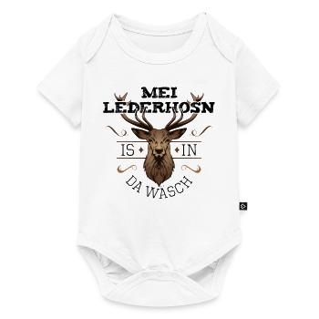 Herren Trachtenshirt Kinder Lederhose Shirt Tracht - Baby Premium Kurzarmbody - Weiß - Vorne