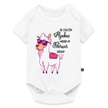 Die coolsten Alpakas werden im Februar geboren - Baby Premium Kurzarmbody - Weiß - Vorne
