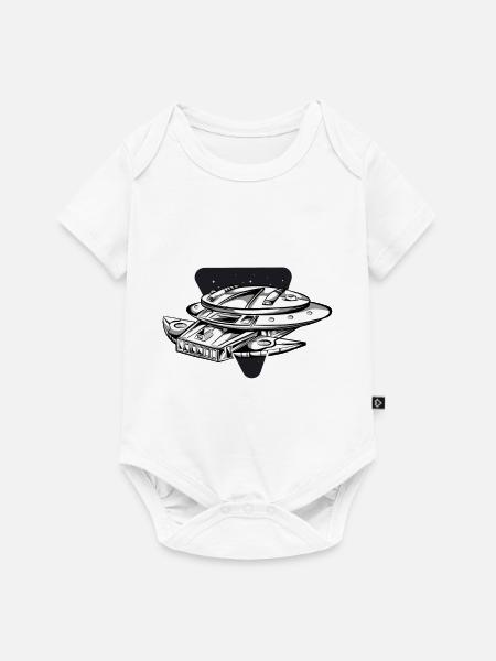 Space Raumschiff - Baby Premium Kurzarmbody - Weiß