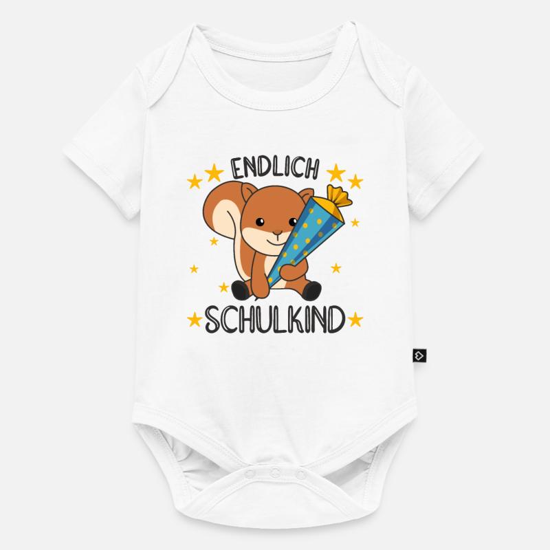 Endlich Schulkind Eichhörnchen Schultüte Schule - Baby Premium Kurzarmbody - Weiß