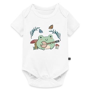 Cottagecore Aesthetic Kawaii Frog Plays Banjo - Baby Premium short-sleeve bodysuit - white - Front