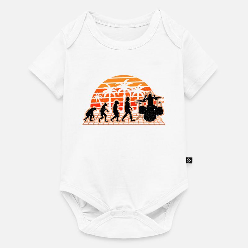Schlagzeug Evolution Sunset Drummer Schlagzeuger - Baby Premium Kurzarmbody - Weiß
