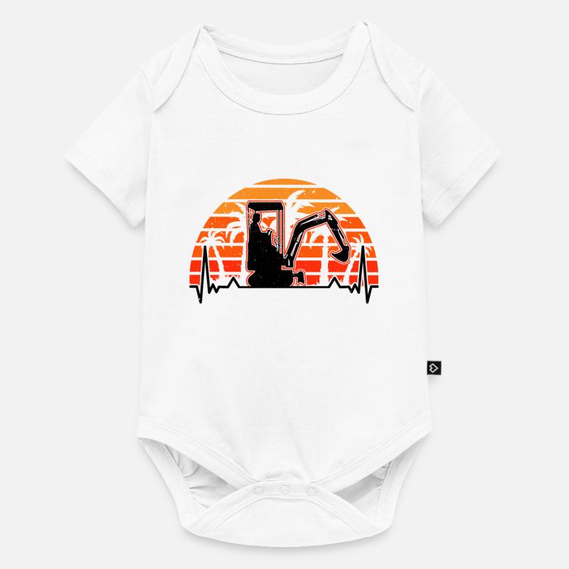 Baggerführer Herzschlag Retro Bagger Baggerfahrer - Baby Premium Kurzarmbody - Weiß