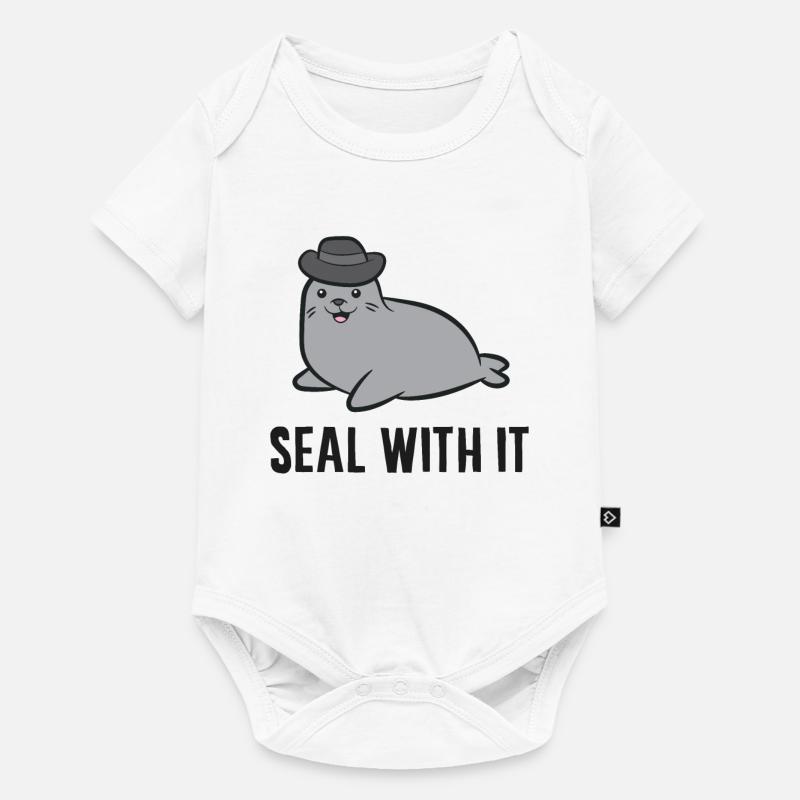 Scellez avec lui Mignon sceau - Body à manches courtes Premium Bébé - blanc