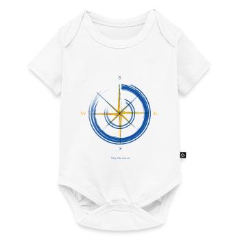 Kompass mitHimmelsrichtungen. - Baby Premium Kurzarmbody - Weiß - Vorne
