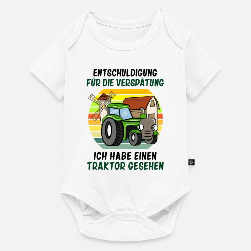 Entschuldigung das ich zu spät bin Traktor Kinder - Baby Premium Kurzarmbody - Weiß