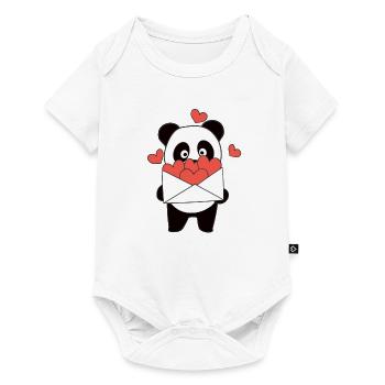 Panda zum Valentinstag süße Tiere mit Herzen - Baby Premium Kurzarmbody - Weiß - Vorne