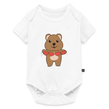 Quokka zum Valentinstag süße Tiere mit Herzen - Baby Premium Kurzarmbody - Weiß - Vorne