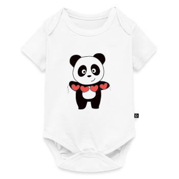 Panda zum Valentinstag süße Tiere mit Herzen - Baby Premium Kurzarmbody - Weiß - Vorne