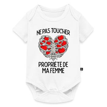 Ne Pas Toucher Cadeau Saint Valentin Couple Humour - Body à manches courtes Premium Bébé - blanc - Devant