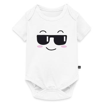Les lunettes de soleil rient visage - Body à manches courtes Premium Bébé - blanc - Devant