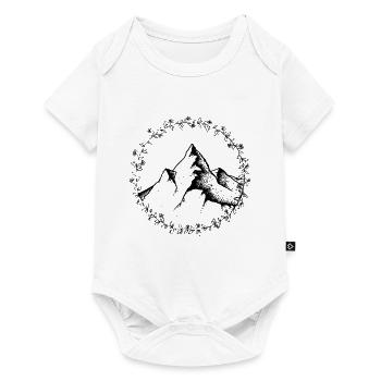 Mountain panorama with beautiful flower wreath - Baby Premium short-sleeve bodysuit - white - Front